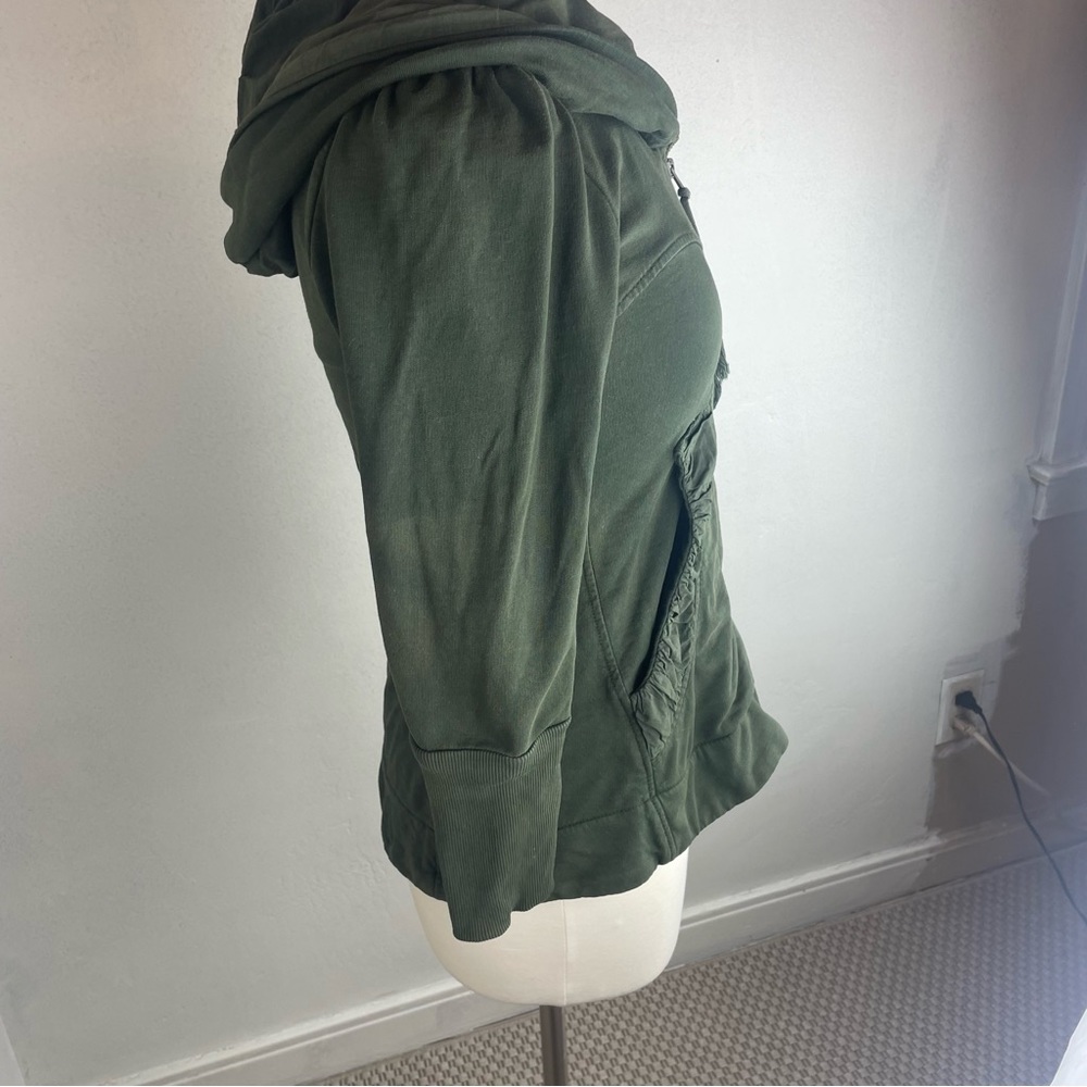 Olive Green Women's Zip Hoodie Sweatshirt - Picture 15 of 16
